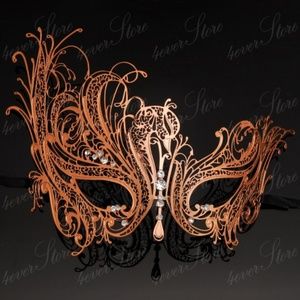 Rose Gold Masquerade Mask Venetian Swan Party Mask